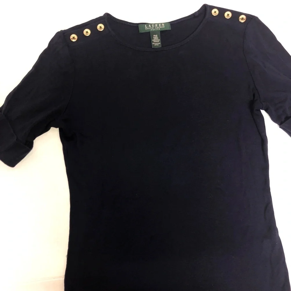 Ralph Lauren Navy Half Sleeve Top - Picture 8 of 9